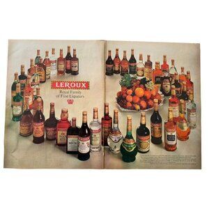 Vintage 1962 Leroux Royal Family of Fine Liquors 2 Page Cut Advertisement Print